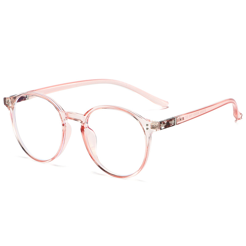 批发2021新款圆框平光镜TR素颜电脑防蓝光镜潮流框架眼镜女装饰镜