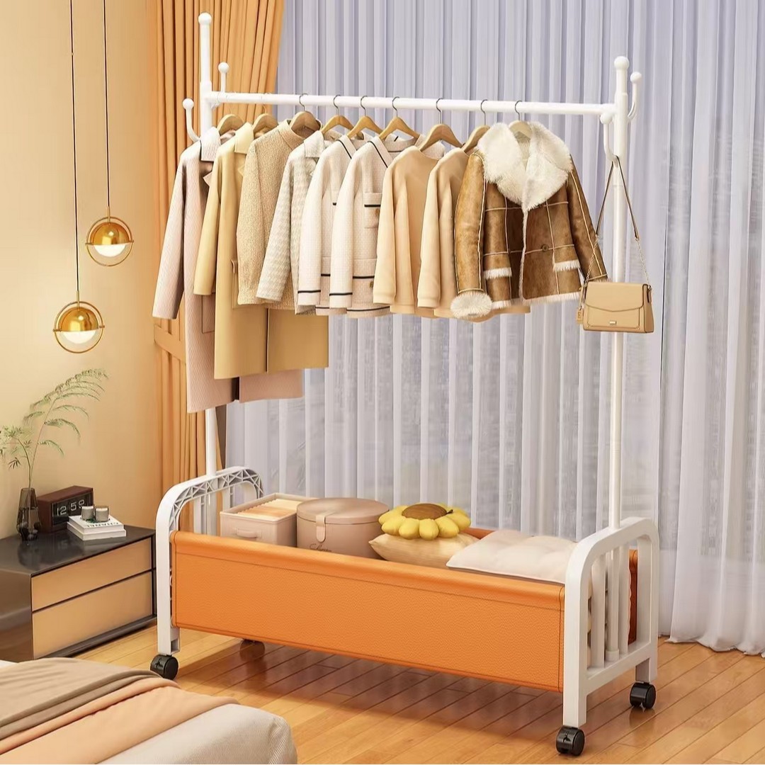 Household Clothes Rack, Floor-Standing Coat Rack, Movable Clothes Rack for Living Room, Bh Room Balcony Vertical Clothes Drying Rack