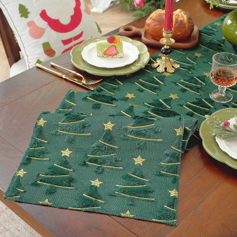 クロスボーダーアマゾンぬいぐるみ刺繍グリーンクリスマステーブルフラッグベッドサイドフラッグクリスマスデコレーションカバーテーブルクロスメーカー|undefined