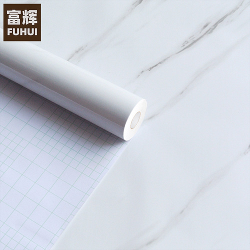 Jazz white marble wallpaper self-adhesive thickened kitchen oil-proof sticker PVC furniture protection film renovation sticker