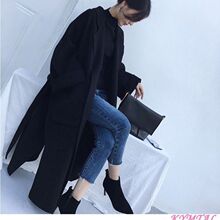 中长款过膝系带毛呢外套开叉2025冬季新款手工双面羊绒大衣女