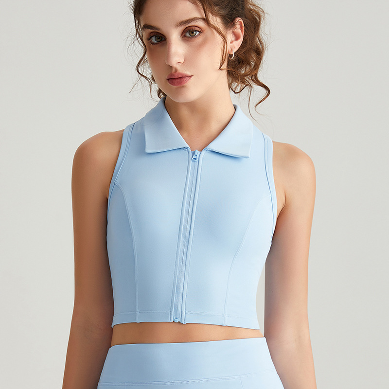 LAHN camisa deportiva para mujeres acondicionamiento físico rápido secado sin mangas con tapa fija copa ropa de yoga delgada chaleco de tenis exterior