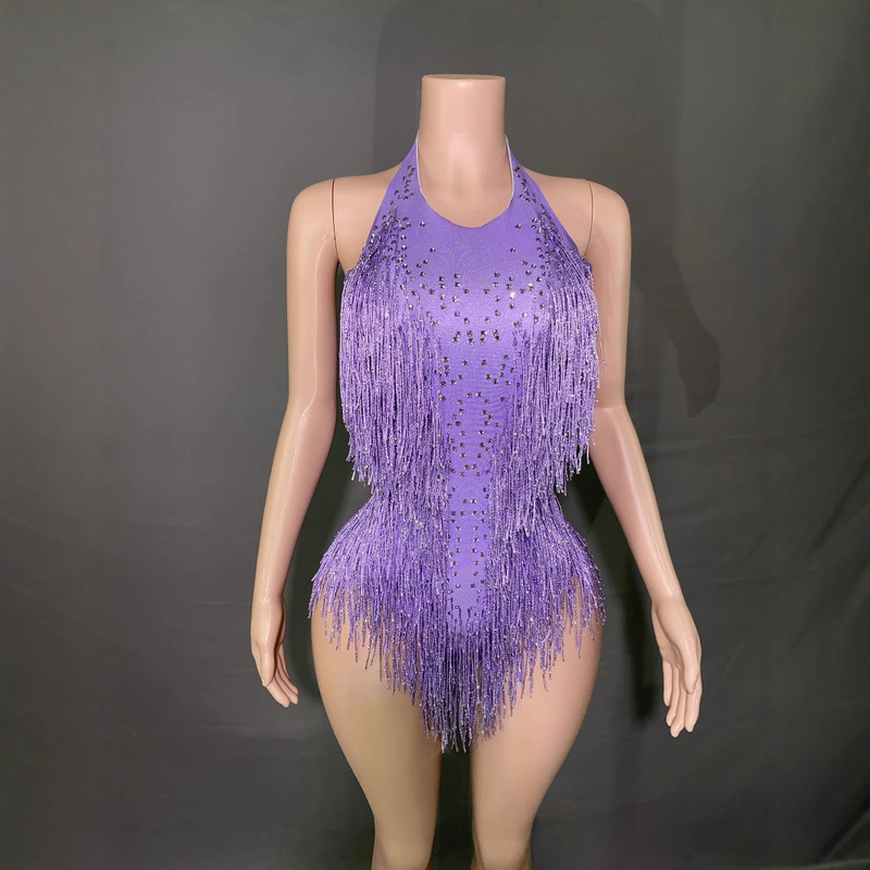 Amazon Aliexpress Hot-Selling Halter Neck Tassel Rhinestone Sleeveless Halter Jumpsuit Dance Performance Costume Latin Dance Amazon Aliexpress Hot-Selling Halter Neck Tassel Rhinestone Sleeveless Halter Jumpsuit Dance Performance Costume Latin Dance