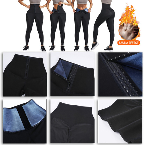 Cross-border sweat pants, fat-burning breasted tummy-control pants, butt lifting fitness sweat suits, running sports, high-waisted yoga pants for women