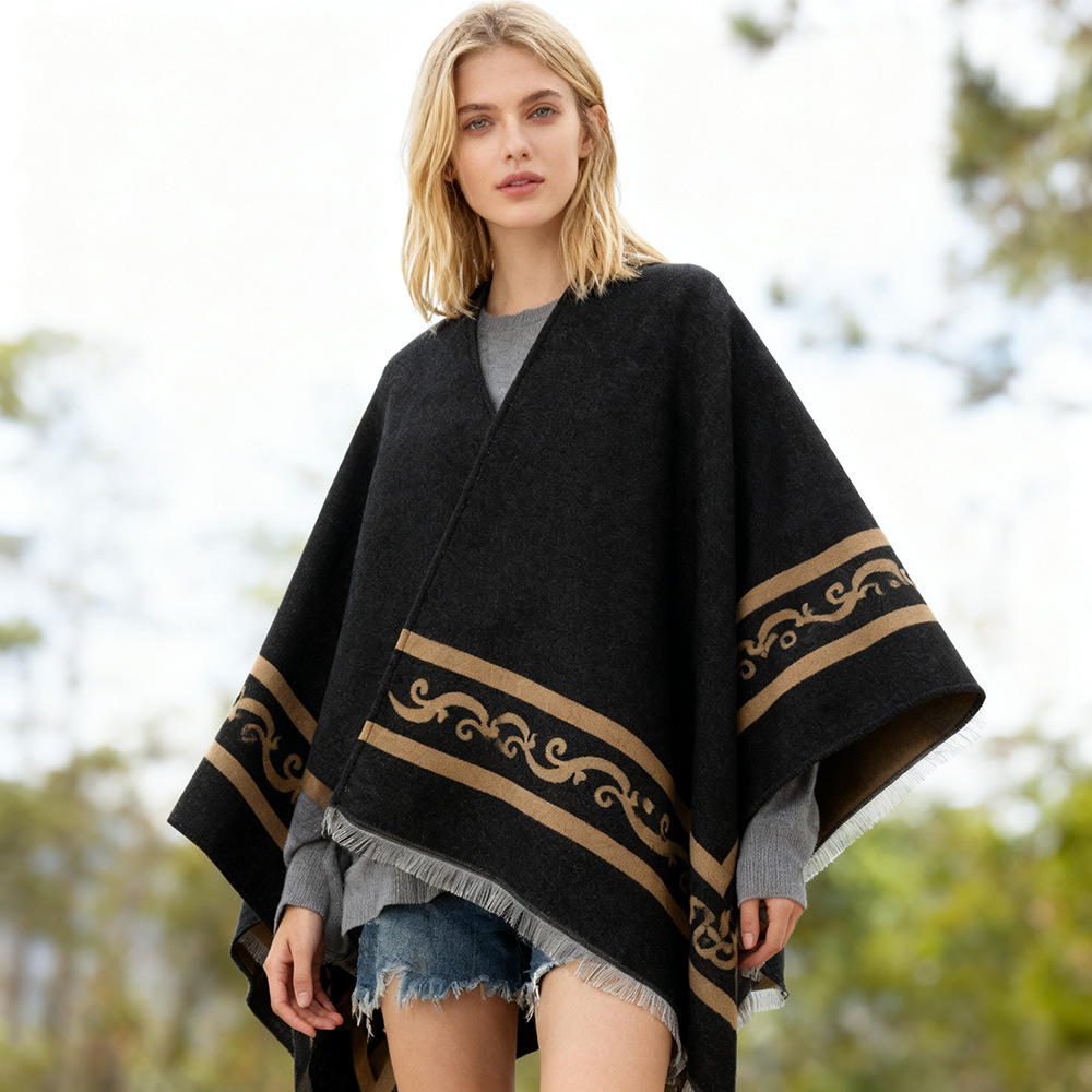 Doble capa jacquard gruesa invierno confortable dama gran chal otoño invierno oficina siesta manta