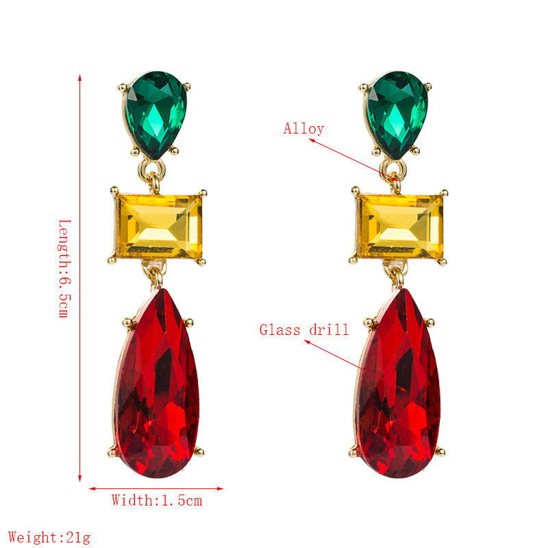 21g Weight Fashion Geometric Diamond Alloy Artificial Gemstones Earrings
