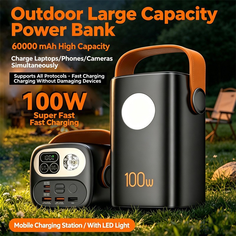 Grenzüberschreitende High-Capacity 60000mAh Super-Schnelllade-Powerbank 100W für Laptops Tragbares Ladegerät mit bedrucktem LOGO