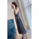 Summer New Entry Light Luxury Grey Elegant Elegant Simple Commuter Slim-fit Pleated Large Skirt Sleeveless dress Women