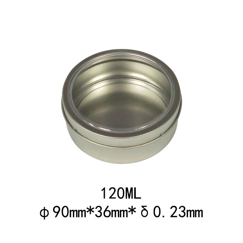90*36mm透明开窗圆形金属盒 120ml马口铁包装盒现货  蜡烛罐铁罐