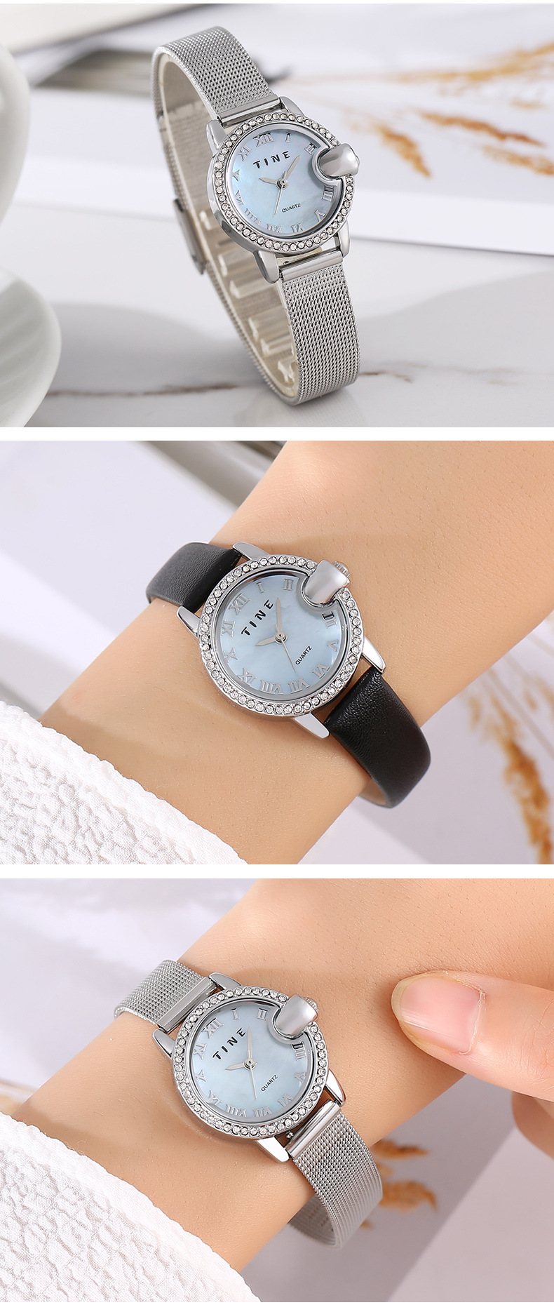 Grenzüberschreitende Perlmutt-Zifferblatt-Quarz-Damenuhr, kreative Gürteluhr, Studentin, Uhrenhersteller, Damenuhr_voghion.com