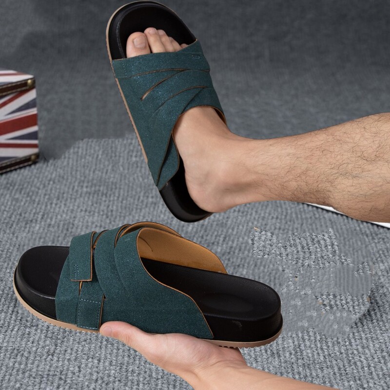 Casual Slippers for Men, Summer Outdoor Wear, Foreign Trade Thin-Soled Business Slippers, Beach Wear-Resistant Men's Slippers, Non-Slip