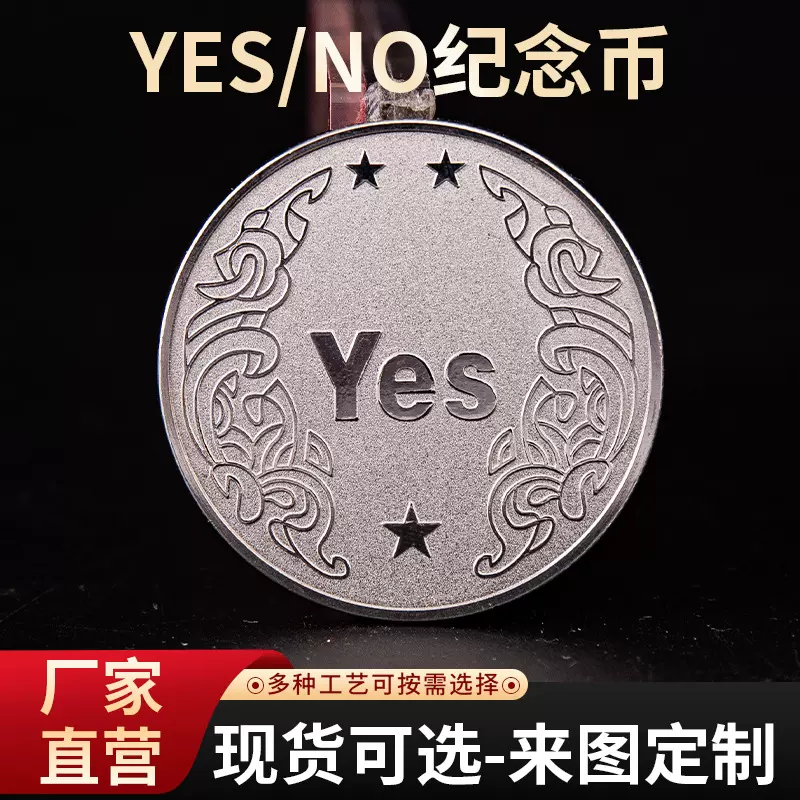 现货决策币幸运纪念币金属工艺品立体浮雕YES NO金银铜三色决策币