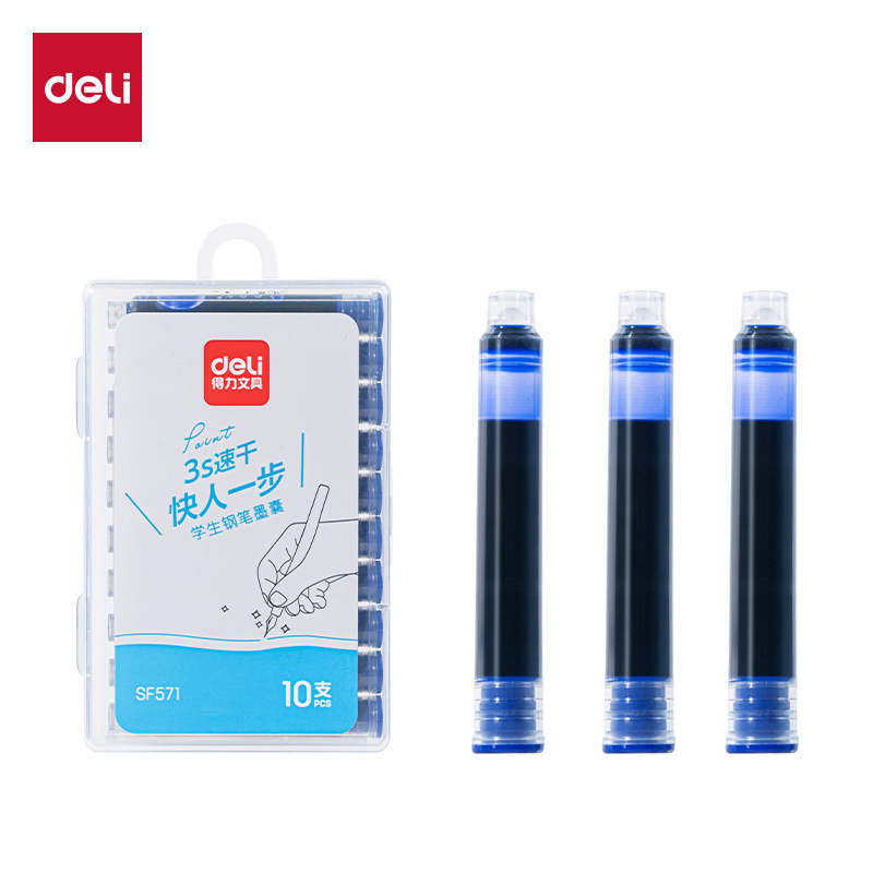 Deli Sf571 Quick-Drying Fountain Pen Ink Cartridges, Universal 3.4mm Caliber, Replaceable Ink Cartridges, Crystal Blue Ink, Blue Fountain Pen Ink Deli Sf571 Quick-Drying Fountain Pen Ink Cartridges, Universal 3.4mm Caliber, Replaceable Ink Cartridges, Crystal Blue Ink, Blue Fountain Pen Ink