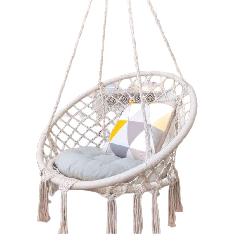Silla Colgante Tejida de Estilo Nórdico, Silla Colgante de Exterior, Silla Colgante de Mimbre de Algodón con Borlas, Hamaca de Otoño, Éxito de Ventas en Comercio Transfronterizo