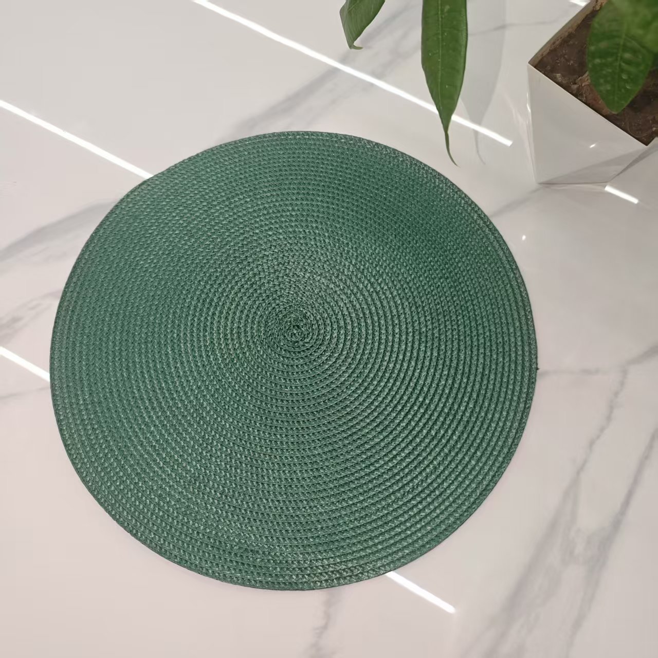PP almohadilla de comedor tejida a mano ecológica almohadilla de aislamiento térmico europea y americana almohadilla de decoración de color sólido explosión multicolor almohadilla de mesa opcional image 20