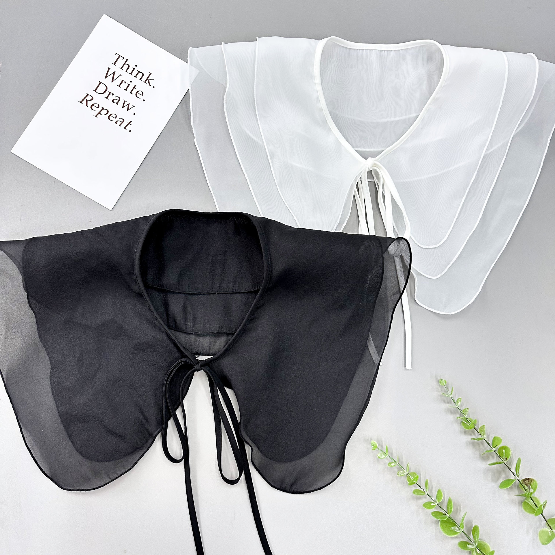 Pequeño viento fragrante blanco y negro de doble color cuello de chiffón de lazo falso moda moda moda de ropa de estilo único cuello coreano image 5