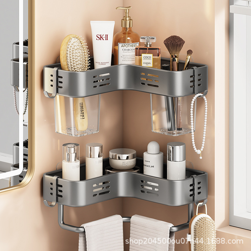 Toilet Triangle Storage Rack Bathroom Punch-free Wall-mounted Toilet Washstand Toilet Corner Storage Rack