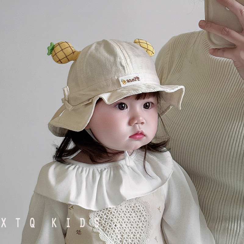 Baby pescador sombrero primavera y otoño delgada fruta de dibujos animados sombrero sombrero para niños sombrero versátil para niños y niñas pequeños meses