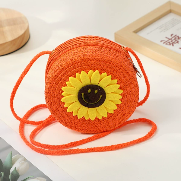 Meihong smiling face Sunflower small round bag 12c'm