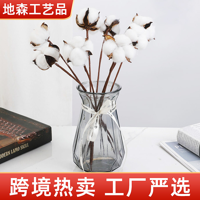 Cotton dried flower Christmas cotton single color cotton flower arrangement props diy simulation cotton Christmas accessories Eternal Flower