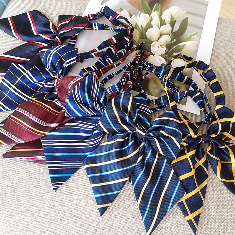 In stock wholesale price discount blue striped bow tie flower kindergarten primary school students with campus clothing collar flower In stock wholesale price discount blue striped bow tie flower kindergarten primary school students with campus clothing collar flower