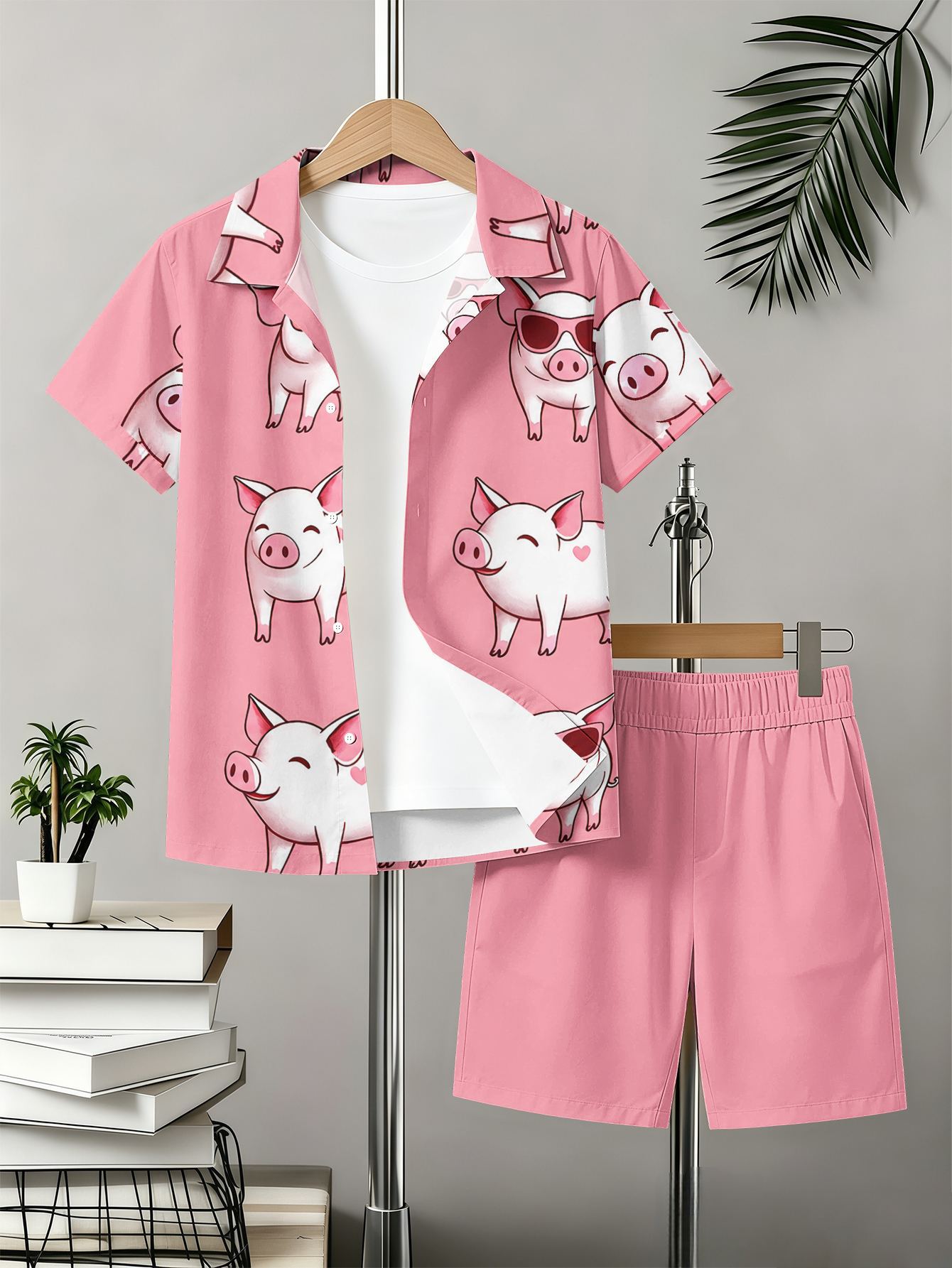 Jungen Set Mit Blumenmuster Hemd Und Shorts Für Den Sommer_voghion.com