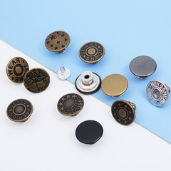 Metal toggle buttons for denim jackets, round, industrial style, wholesale, no sew, no nail buttons