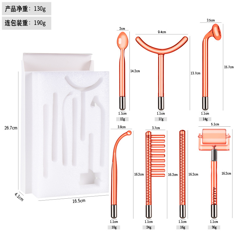 Instrumento de electroterapia de alta frecuencia accesorios de instrumentos de belleza luz roja luz púrpura luz azul electroterapia varilla electroterapia peine tubo de vidrio accesorios