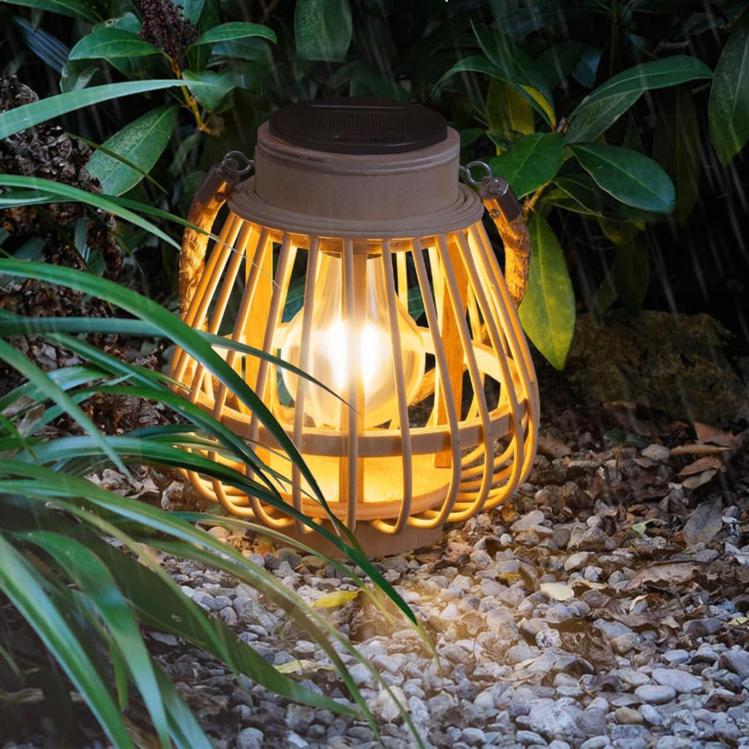 Lámpara de viento de caña retrógrada personalizada vela solar al aire libre villa patio paisajismo decoración de la atmósfera linterna
