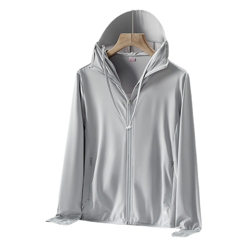 The Same Style Non-Sun-Protective Ice Silk Skin Jacket for Women with Detachable Brim, Non-Uv Protection, Breathable, Quick-Drying Fishing Jacket for Men