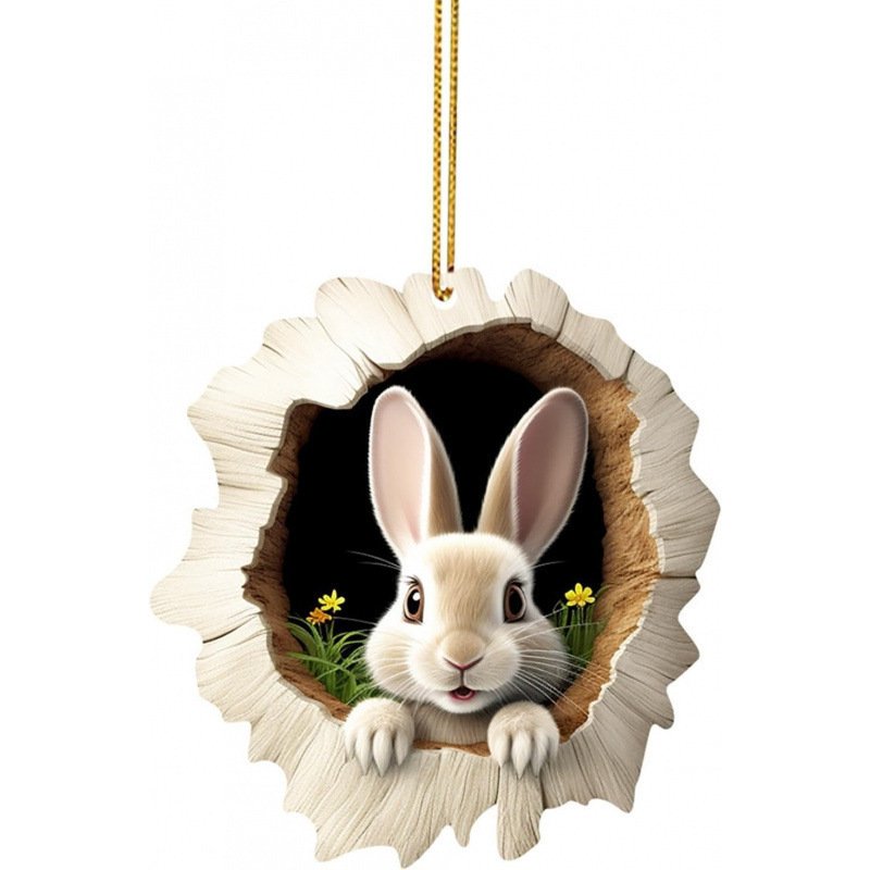 Colgantes de Pascua Hot Sale Colgantes de Agujero de Árbol Conejo Decoraciones Acrílico 2D Cute Guirnaldas Colgantes Propósitos Automóvil