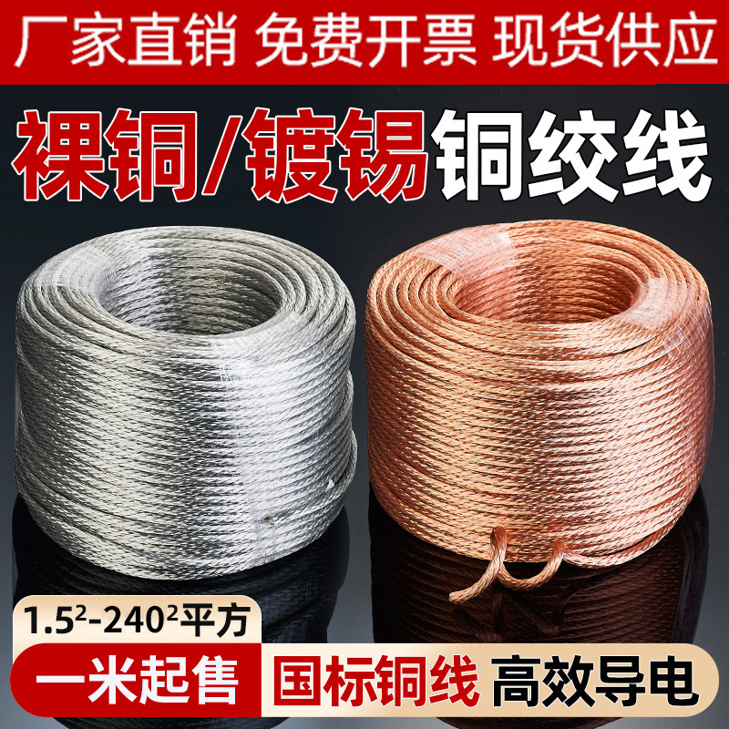 铜镀锡绞线2.5-240平方铜编织带接地线铜软连接线1米导电带铜线