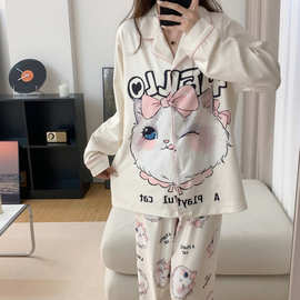 【汇源】7219# 秋冬新款睡衣女德绒甜美时尚休闲家居服套装
