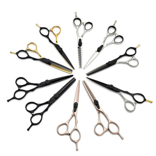 Factory wholesale Barber scissors set hairdressing scissors 5.5 inch 6 inch flat cut tooth scissors thin cut logo can be fixed