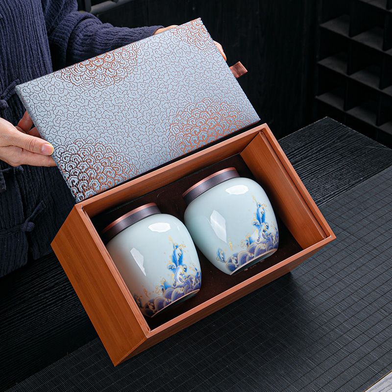 Ceramic Tea Canister Gift Box High-End Storage Can Dry Fruit Can Manufacturer Direct Sale Sealed Can Custom Logo
