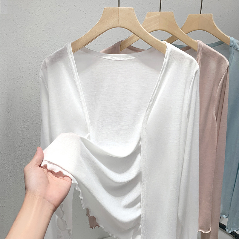Thin Knit Cardigan for Women, Summer 2025, Ruffled Edge Jacket, Loose Plus-Size Outerwear, Tencel Lyocell