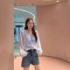 New Women's Fashion European and American Style Deep V-Neck Long Sleeve Layered Pullover Blouse with Ruffled Tie