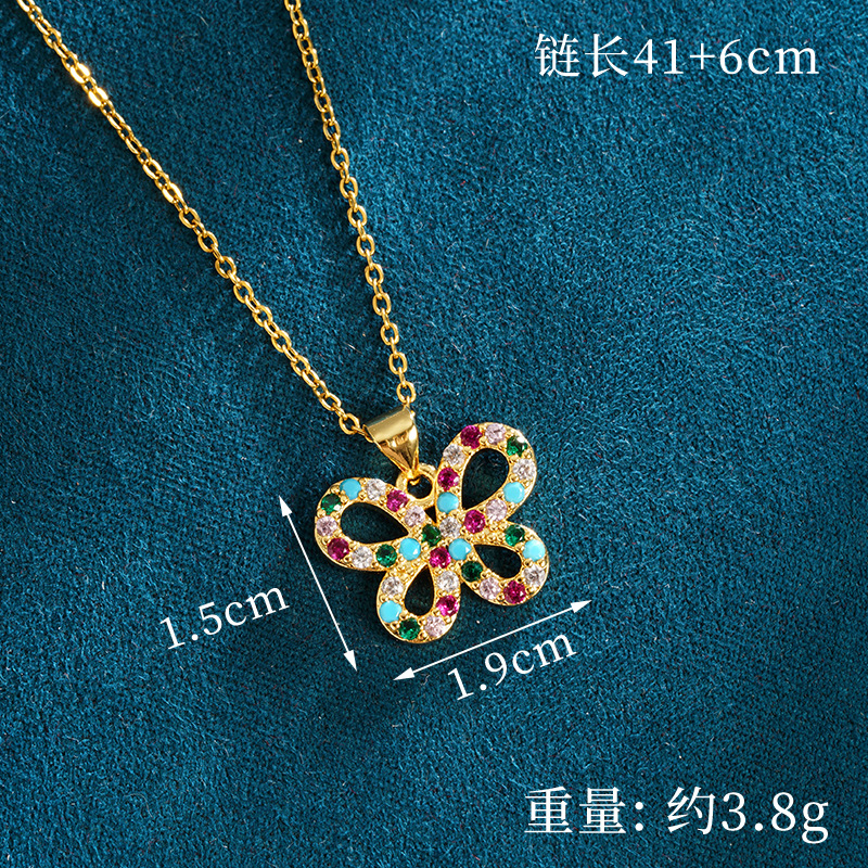 Collar de mariposa de diamantes huecos de oro de arena vietnamita