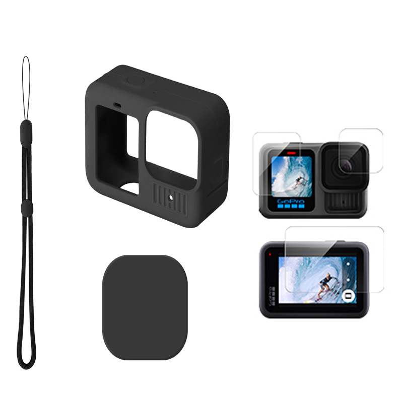 para la cámara gopro13 nuevo tipo de cubierta de silicona cuerpo cubierta a prueba de arañazos cubierta de metal desnudo cubierta de película templada cubierta de lente
