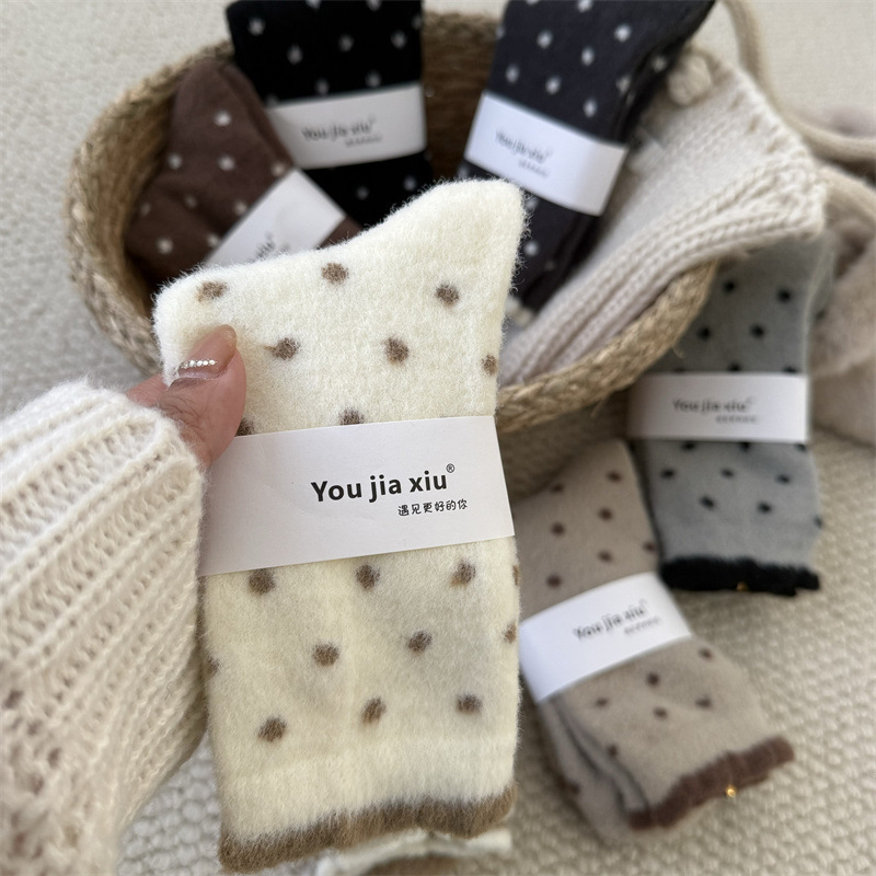 Autumn and Winter Australian Velvet Socks for Children Warm Heat Storage Thickened Home Socks Cute Wave Dot Mid-Length Socks Furry Socks Autumn and Winter Australian Velvet Socks for Children Warm Heat Storage Thickened Home Socks Cute Wave Dot Mid-Length Socks Furry Socks
