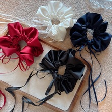 新年红色发绳高级感缎面飘带低马尾扎头发发圈韩系时尚气质大肠圈