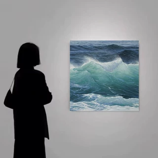 现代简约风海浪玄关挂画蓝色大海装饰画风景客厅沙发背景墙壁画