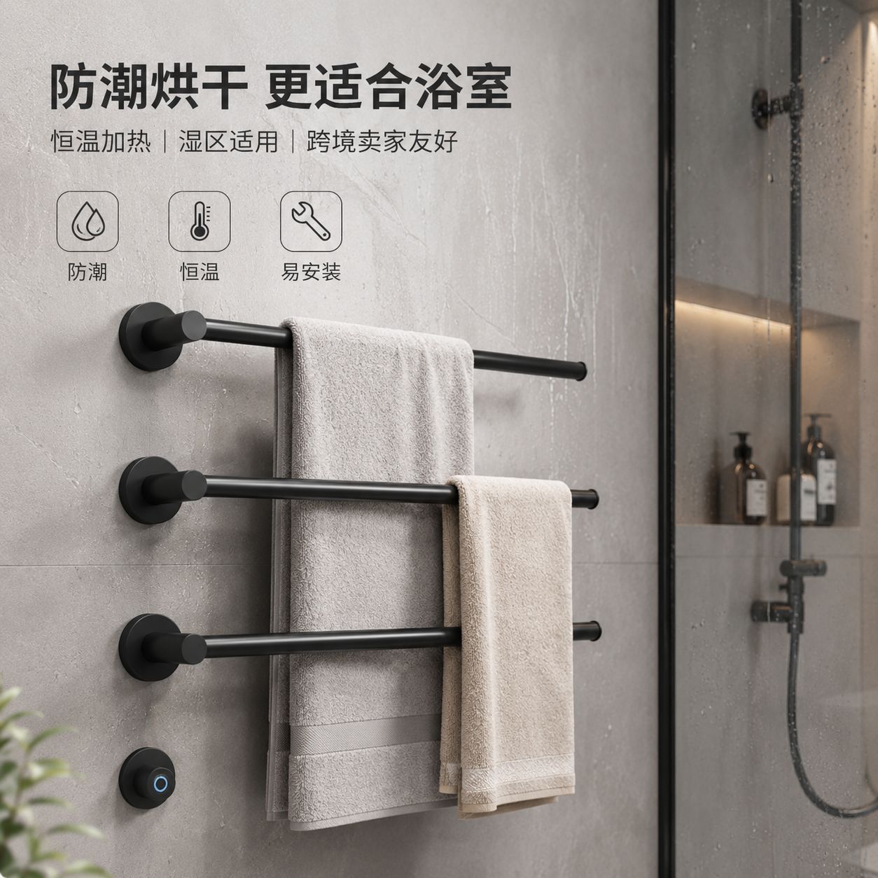 Baño transfronterizo toallero de secado inteligente de temperatura constante toallero eléctrico de acero inoxidable 304 estante de almacenamiento de baño