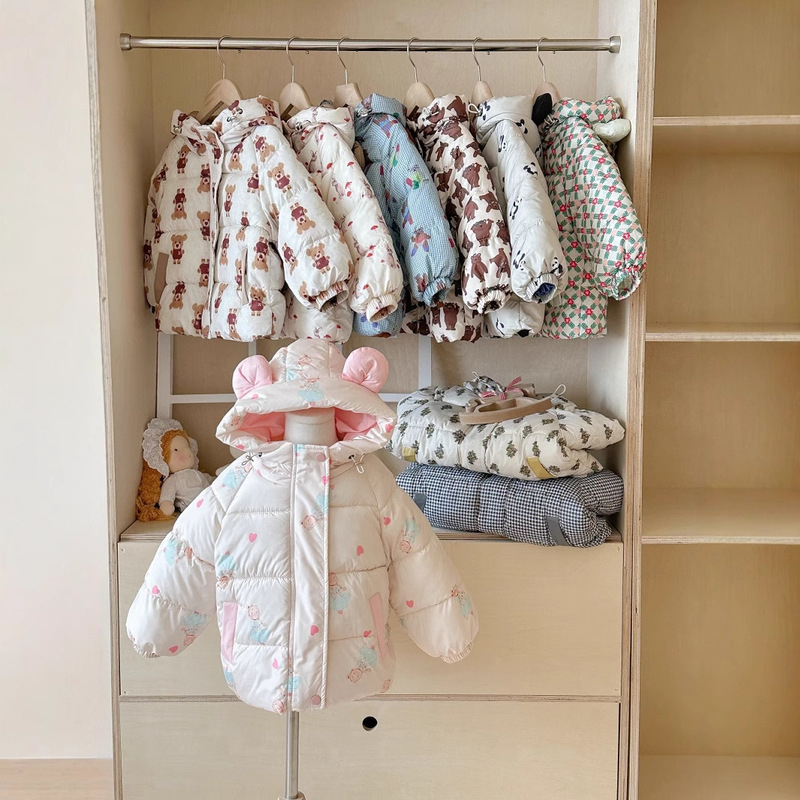 2025 Children's Cotton Jacket Autumn and Winter New Korean Version Thickened Cotton Coat for Girls Toddler Fleece-Lined Cotton Jacket Export