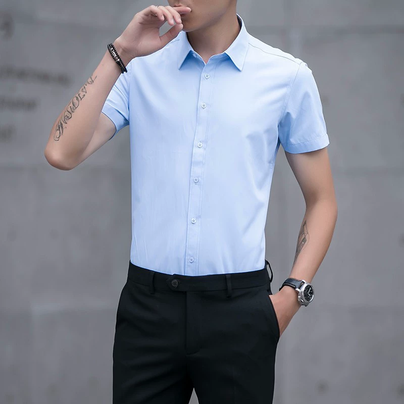 Рубашка, мужской костюм-жакет классический для работы, Slim fit, осень