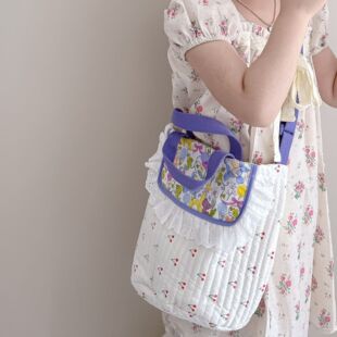 Parent-Child Large Capacity Cherry Floral Children's Crossbody Bag Mummy Bag Cute Bucket Bag Portable Small Bag