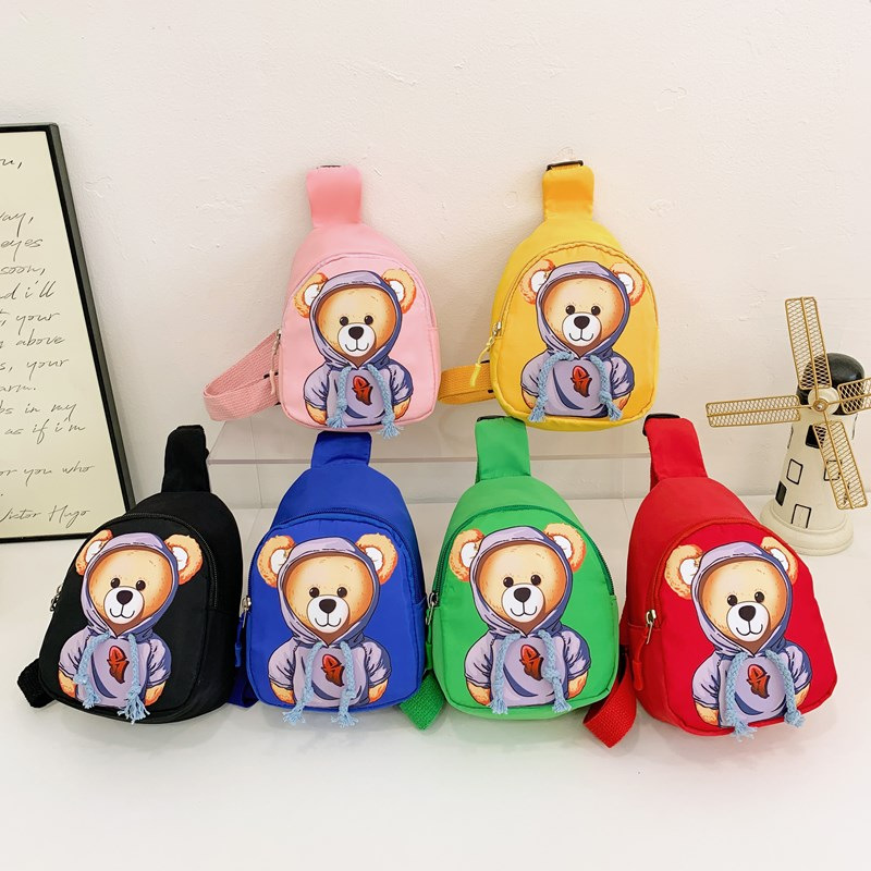 New Cartoon Sweatshirt Bear Children's Bag, Cute and Lightweight, Unisex Baby Chest Bag, Travel Crossbody Bag, Coin Purse