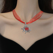 雪绒花系列吊坠可调节丝带项链跨境亚马逊热卖啤酒节民族风饰品