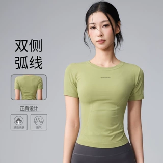 运动短袖夏季健身上衣普拉提修身显瘦跑步休闲速干透气瑜伽服T恤