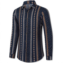 跨境欧美外贸2025款休闲百搭时尚潮流复古系男士长袖衬衫MB12